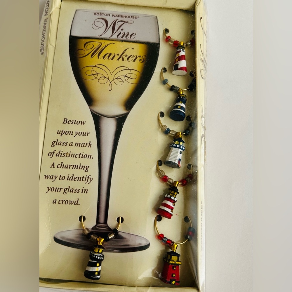 New 6 Wine Markers Lighthouses Boston Warehouse New in Package